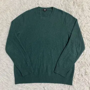 [ 컨디션 최상 ] UNIQLO 캐시미어 100% 크루넥 그린 L 사이즈