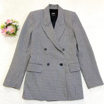 새상품급 [ ZARA ] 더블 레스트 오버 자켓 ( S ) 체크 무늬