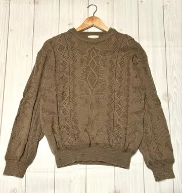 케이블 니트 스웨터 브라운 베이지 M