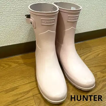 HUNTER 핑크 레인슈즈 버클 포함
