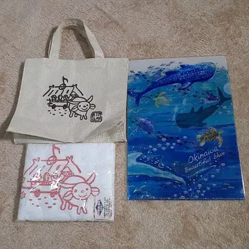 오키나와 바다 생물 클리어 파일 타케토미 토트백과 타월 세트