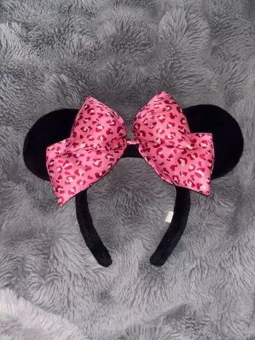 디즈니 머리띠 레오파드 무늬 핑크