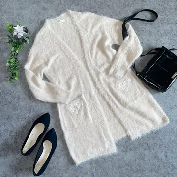 axes femme 아이보리 가디건 샤기 니트 복슬복슬