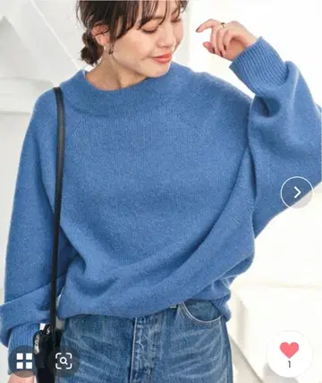 Spick&Span 보틀넥 돌먼 슬리브 니트 블루 23aw