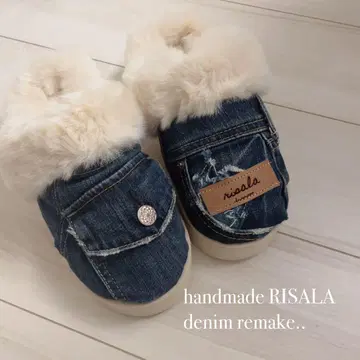 데님 리메이크 퍼 샌들