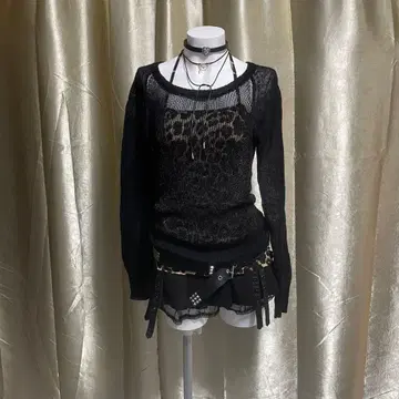 시어 니트 비침 모헤어풍 고스로리 다크코어 y2k