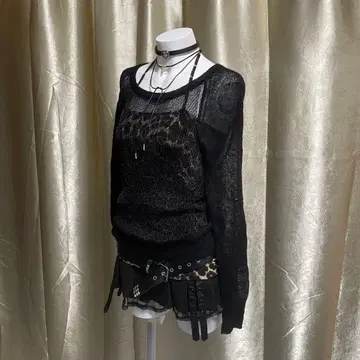 시어 니트 비침 모헤어풍 고스로리 다크코어 y2k