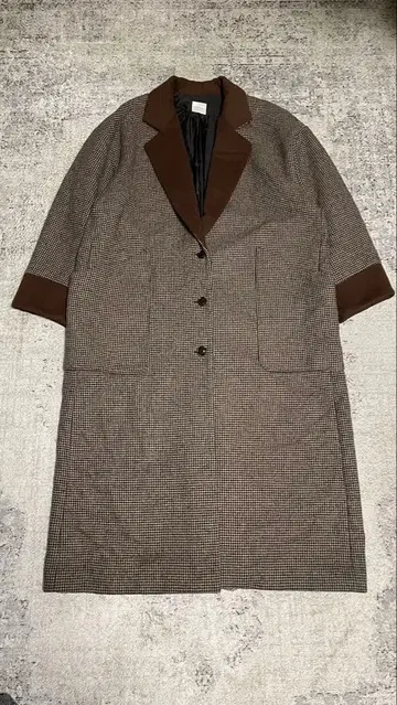 M 더블 페이스 체크 코트 롱 코트 체크