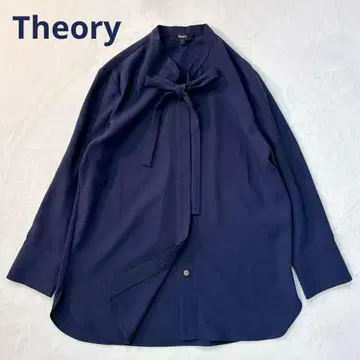 새상품급 24AW 띠어리 리본 블라우스 사이즈 P 네이비 S