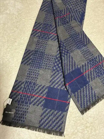 미사용 새상품 고급 실크 100% 머플러 체크 무늬