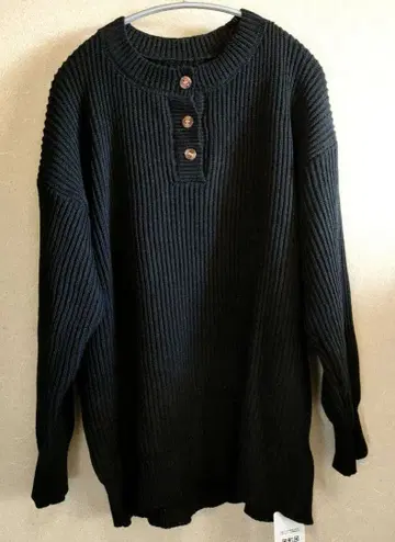 블랙 리브 긴팔 스웨터 남성용 사이즈 XL