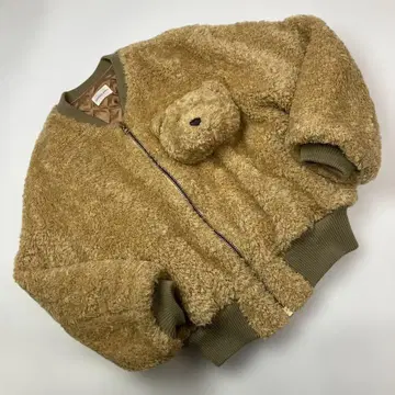 원더풀 월드 베이지 봉제 인형 곰 모티브 보아 블루종