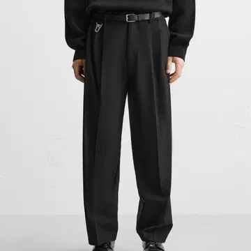 배송비 포함 [ ZARA ] 와이드 핏 슬랙스 / 블랙 / w32