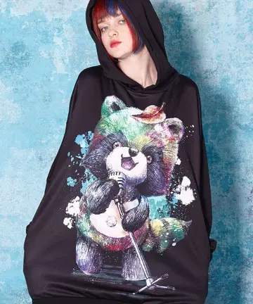 ankoROCK 보컬 너구리 후드 부착 후드티