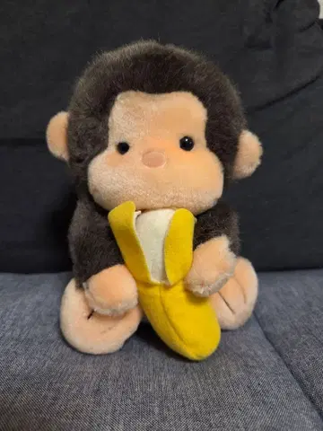 빈티지 레트로 바나나를 든 원숭이 봉제 인형 약 18cm