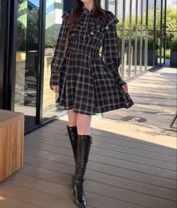 rienda 프론트 지퍼 셔츠 미니 원피스