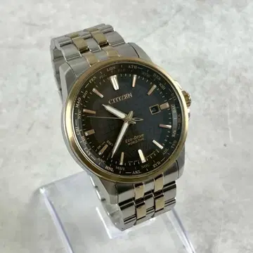 CITIZEN 에코 드라이브 월드 타임 시계 남성용 솔라 골드