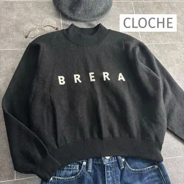 인기 완판 CLOCHE 크로셰 프론트 로고 스탠드 카라 니트