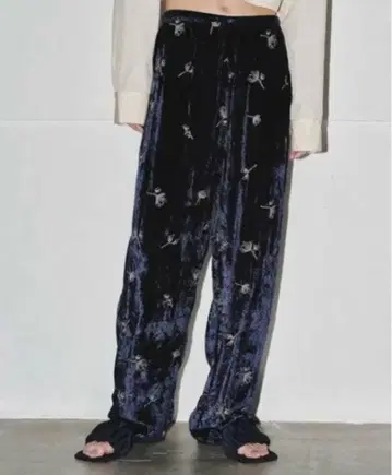 todayful 자수 벨로아 팬츠 38 네이비