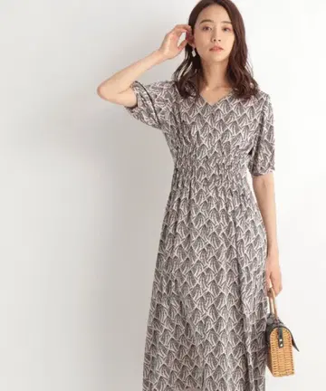 Ademiu 가라 프론트 오픈 원피스 프리 사이즈