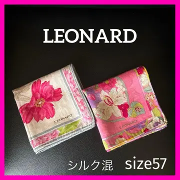 LEONARD 꽃무늬 실크 혼방 스카프 2장 세트 핑크/화이트