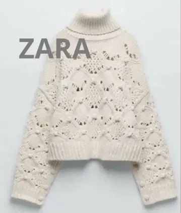 ZARA 완판템 화이트 니트 케이블 니트 스웨터 미니 기장 M