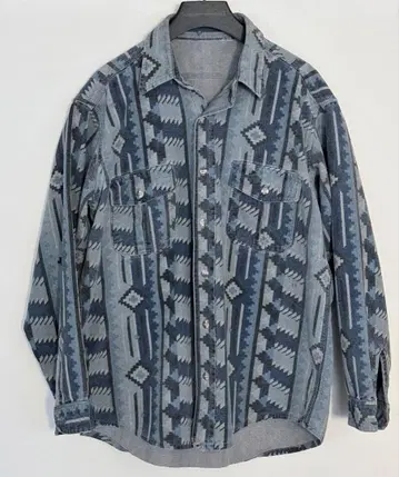 레어 빈티지 플란넬 셔츠 네이티브 무늬 프린트 플란넬 셔츠 긴팔 셔츠