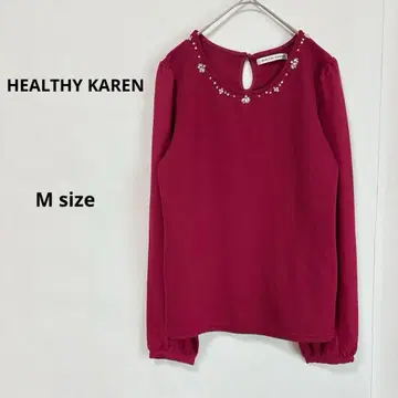 HEALTHY KAREN 긴팔 티셔츠 M 레드 시어 슬리브 펄