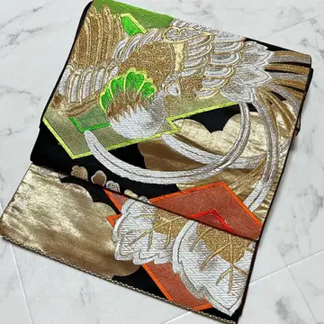 [ 후쿠로 오비 ] 봉황 금실 은실 럭셔리 [ 순수 실크 ]