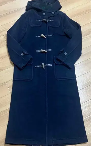 LONDON TRADITION 미드 네이비 롱 더플 코트 38