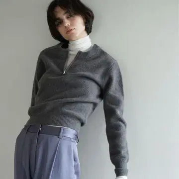 clane W 페이스 하프 집 야크 니트 탑스