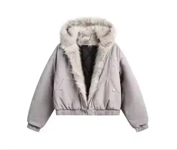 그레이 퍼(fur) 부착 자켓