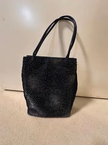 긴자 Yoshinoya 비즈 장식 블랙 토트백 일본 의류에도 양장에도