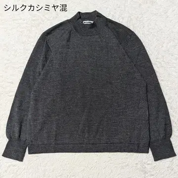 실크 캐시미어 혼방 니트 스웨터 모크넥 얇은 소재 루즈핏 F 그레이