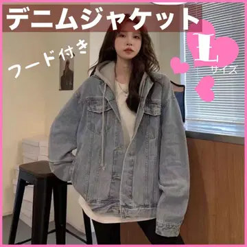 데님 자켓 G 후드 부착 L 오버 사이즈 캐주얼 내추럴 무드