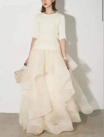 andrea&co 엘레강트 플레어 스커트 아이보리