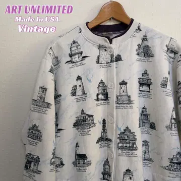 90s 맨투맨 가디건 ART UNLIMITED USA제 XL 올 패턴