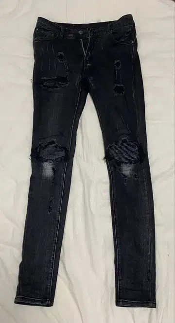 mnml 블랙 데미지 스키니 청바지 30