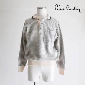 Pierre Cardin 모헤어 혼방 보더 니트 피케 셔츠 미들 게이지