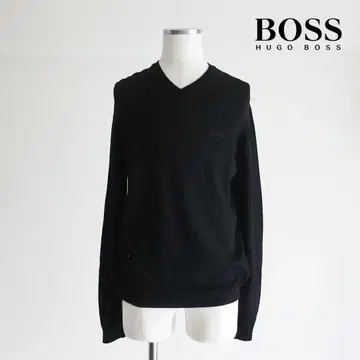 HUGO BOSS 퓨어 울 V넥 니트 스웨터 블랙