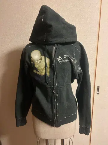 y2k 그런지풍 다크 그레이 후드 부착 집업 후드티