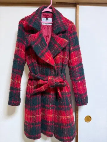 울 롱 코트 빨간색