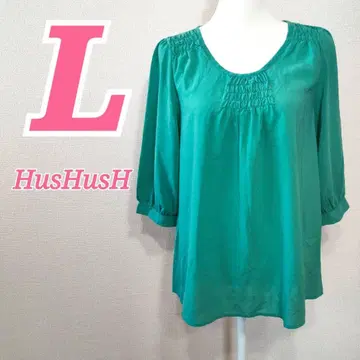 HusHusH 그린 7부 소매 블라우스 L 튜닉 걸리시 캐주얼