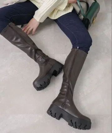 VIVIAN 인솔 폭신폭신 통굽 스트레치 롱 부츠