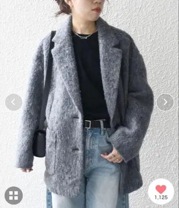 [ 새상품급 ] SHIPS any 울 믹스 샤기 싱글 코트 그레이