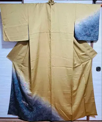 순수 실크 호몬기 골드 컬러와 파랑 그라데이션