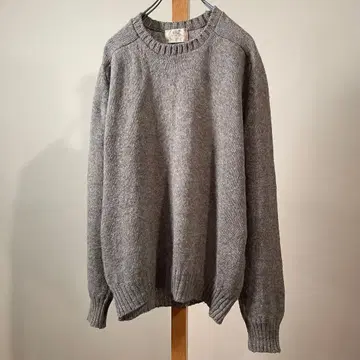 니트 스웨터 USA산 셰틀랜드 울 100% 브라운 베이지