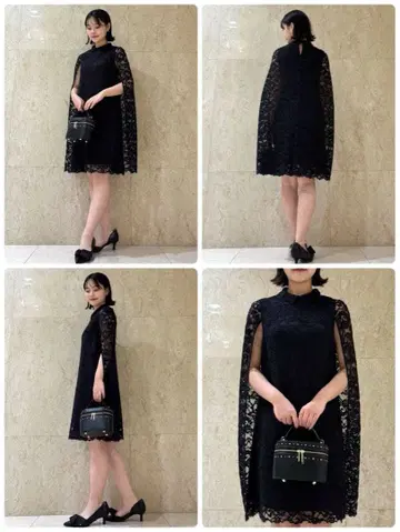 셀포드 케이프 디자인 레이스 드레스 BLK 38 사이즈 미사용 새상품