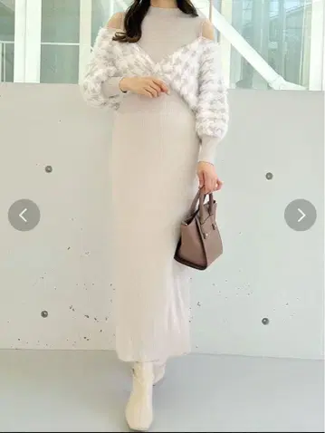 MERCURYDUO 2WAY 자카드 가디건 도킹 니트 원피스