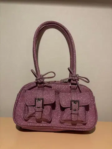 스파이럴걸 글리터 라메 버클 디자인 BAG 핑크
